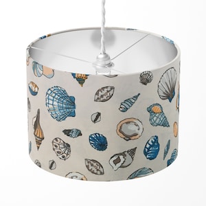 Sea Shell Lamp Shade, Beach Lampshade, Coastal Light Shade, Beige Blue Ocean Seaside Nautical Print Lampshade for Ceiling Floor Table Lamp