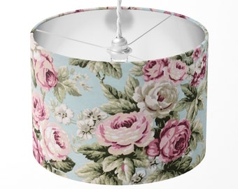 Bloemen lampenkap, bloem lampenkap, roze roos lampenkap, boho pastelkleurige trommel lampenkap voor tafellamp vloerlamp plafond hanglamp slaapkamer
