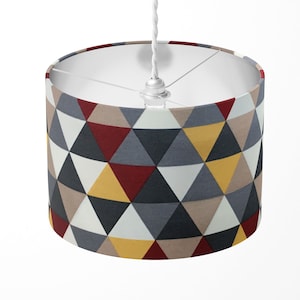 Contemporary Lampshade, Modern Lampshade, Geometric Lamp Shade, Colourful Abstract Triangle Grey Red Yellow Lampshade Table Ceiling Floor