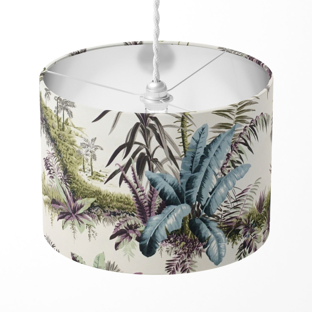 Tropical Lamp Shade, Palm Leaves Lampshade, Blue Green Lampshade, Beach ...