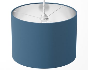 Pantalla de lámpara azul índigo, pantalla de lámpara azul oscuro, sombra de luz moderna, colgante de techo de piso de mesa boho liso dormitorio UNO Drum Lampshade decoración del hogar