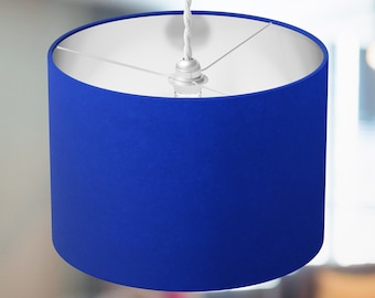 Blue Drum Lampshade, Royal Blue Light Shade, Cobalt Blue Lamp Shade, Handmade Cotton Bespoke Custom Made Table Floor Pendant Lampshade Gift