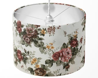 Roses Lampshade, Brown Floral Lampshade, Flower Light Shade, Shabby Chic Country Bohemian Leaves Table Ceiling Floor Lampshade Home Decor