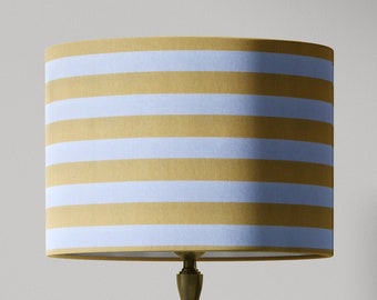 Yellow Stripe Lampshade, Modern Lamp Shade, Contemporary Lampshade, Horizontal Thin Stripe Bohemian Drum Lampshade Table Floor Ceiling Hall