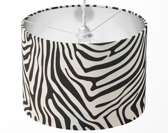 Zebra-Lampenschirm, Schwarz-Weiß-Lampenschirm, Tierdruck-Lampenschirm, Monochromer Dschungel-Safari-Stoff-Trommel-Lampenschirm für Deckenleuchte Tisch