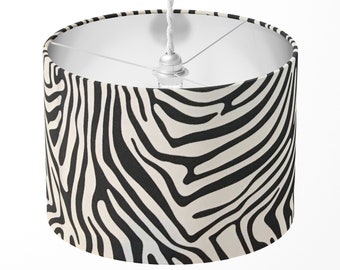 Zebra Lampshade, Black and White Lamp Shade, Animal Print Lampshade, Monochrome Jungle Safari Fabric Drum Lampshade for Ceiling Light Table