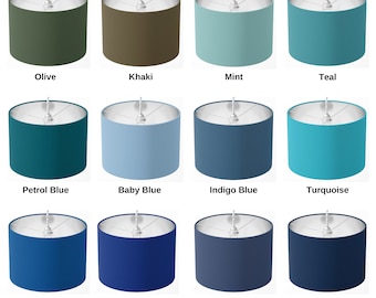 Plain Lampshade, Ceiling Light Shade, Table Lamp Shade, Olive Teal Blue Turquoise Drum Handmade Bespoke Floor Pendant Bedroom Lampshade
