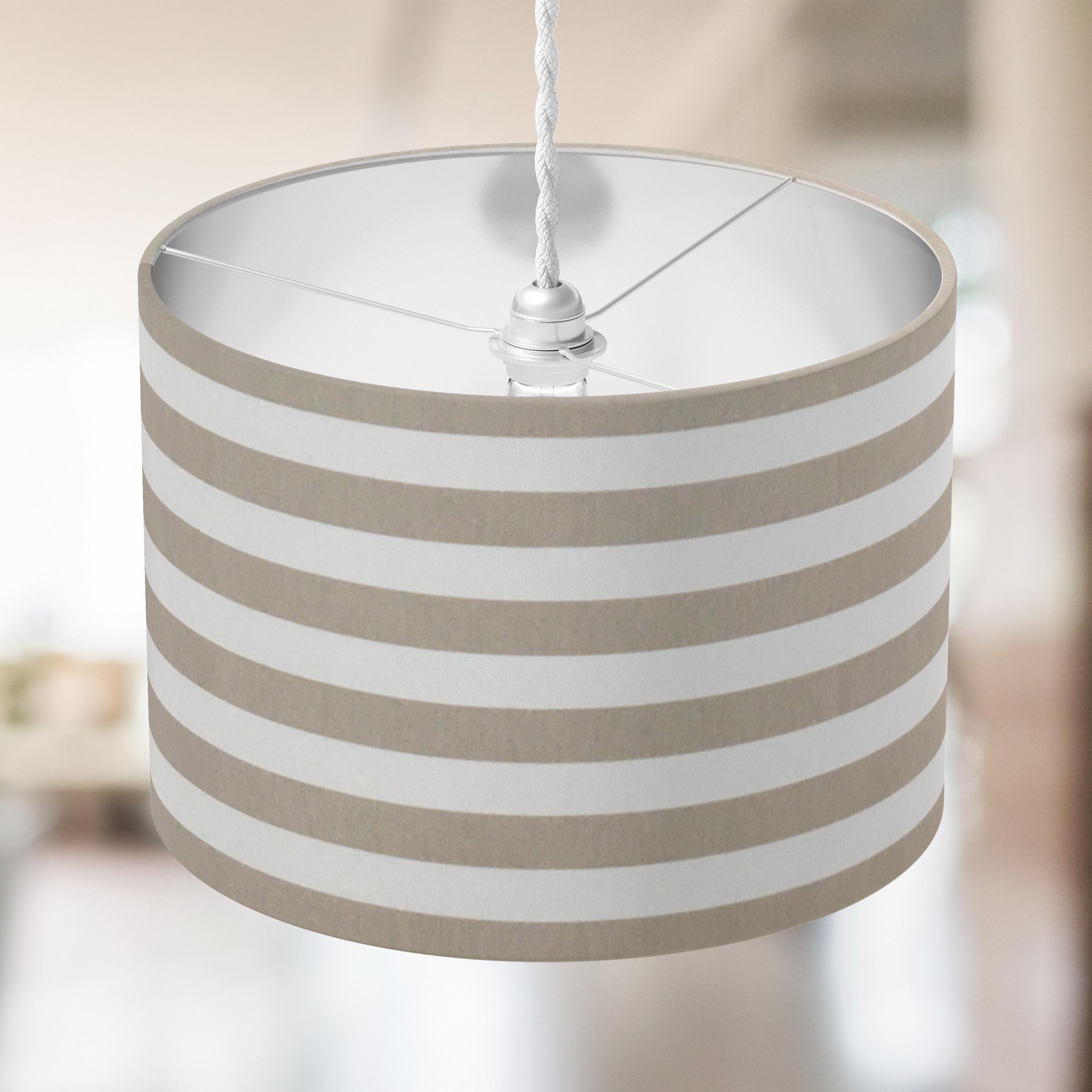 KI-no × koti Stripe Shade/Stripe Amber Nautical Cotton Ticking Stripe Lampshade. Seaside Navy Blue