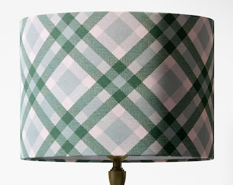 Plaid Lampshade, Green Lamp Shade, Tartan Lampshade, Mint Green White Scottish Checkered Traditional Table Floor Ceiling Pendant Lampshade