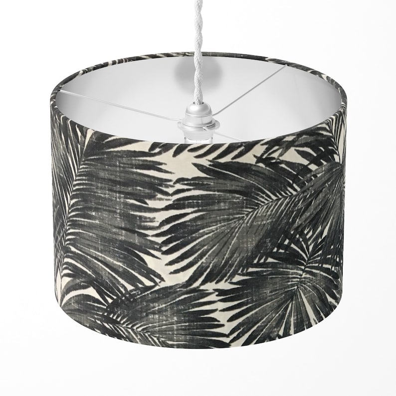 Black and White Lamp Shade, Palm Leaf Lampshade, Monochrome Lampshade ...