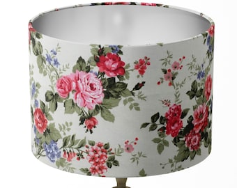 Rot Floral Lampenschirm, Rose Lampenschirm, Blumen Lichtschirm, Shabby Chic Retro Boho romantisch grüne Blätter Tisch Decke Boden Trommel Lampenschirm