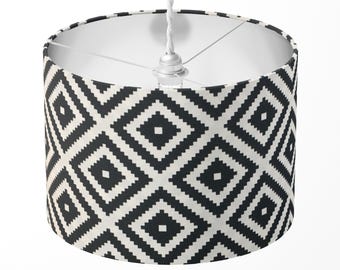 Black White Lampshade, Geometric Lampshade, Diamond Lamp Shade, Monochrome Bohemian Modern Table Floor Ceiling Lampshade Home Decor Gift