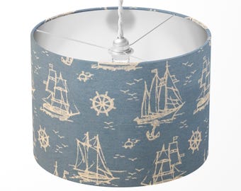 Nautical Lampshade, Sailboat Lamp Shade, Blue Boat Marine Ocean Sea Yacht Coastal Table Ceiling Floor Bedroom Boys Lampshade Home Decor Gift