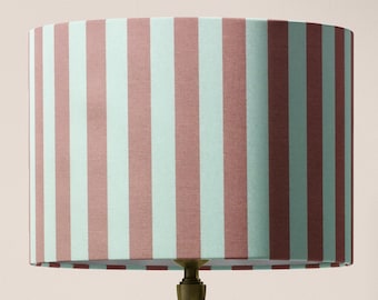 Dusty Pink Lampshade, Stripe Lamp Shade, Blush Light Pink Romantic Boho Cotton Fabric Drum Lampshade for Table Floor Ceiling Pendant Bedroom