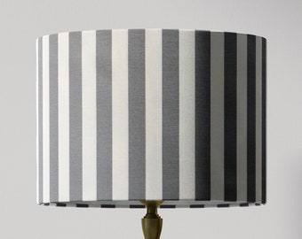 Grey and White Lampshade, Stripe Lamp Shade, Countryside Lampshade, Bohemian Modern Contemporary Cylinder Table Floor Ceiling Lampshade