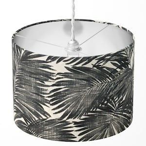 Black and White Lamp Shade, Palm Leaf Lampshade, Monochrome Lampshade, Tropical Jungle Drum Lampshade for Table Floor Lamps Ceiling Pendant