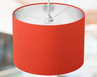 Orange Lampshade, Burnt Orange Lamp Shade, Handmade Light Shade, Plain Cotton Fabric Drum Standard Lampshade for Table Lamp Ceiling Pendant