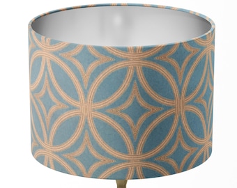Duck Egg Blue Lampshade, Turquoise Lampshade, Teal Beige Art Deco Geometric Circle Moroccan Tile Mid Century Table Floor Ceiling Lampshade