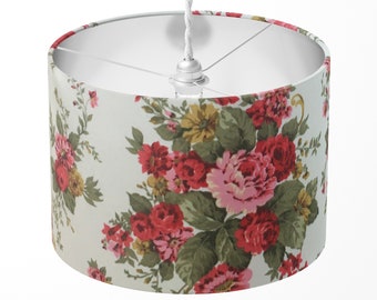 Abat-jour roses, abat-jour floral rouge, abat-jour fleur, abat-jour plafond de table romantique rétro, maison de campagne shabby chic, ferme