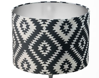 Black and White Lampshade, Aztec Lamp Shade, Geometric Lampshade, Ikat Tribal Bohemian Monochrome Table Ceiling Lampshade Home Decor Gift