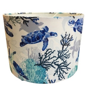 Nautical Lampshade, Sea Turtle Lamp Shade, Ocean Lampshade, Blue Sea Coral Reef Seaside Coastal Underwater Table Floor Ceiling Lampshade image 4