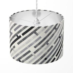 Stripe Lamp Shade, Grey Lampshade, Black White Lampshade, Contemporary Modern Geometric Abstract Maze Table Floor Ceiling Pendant Lampshade