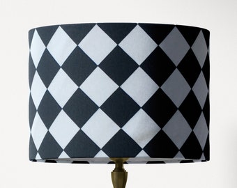NUOBESTY Checkered Fabric Lampshade – Black & White Plaid For Table And Floor Lamps