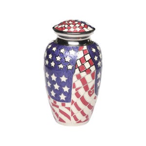 Aluminium American Flag Patriotic Adult Cremation Urn For Human Ashes