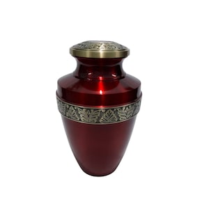 Ruby Red Handmade Metal Adult Cremation Urn For Human Ashes