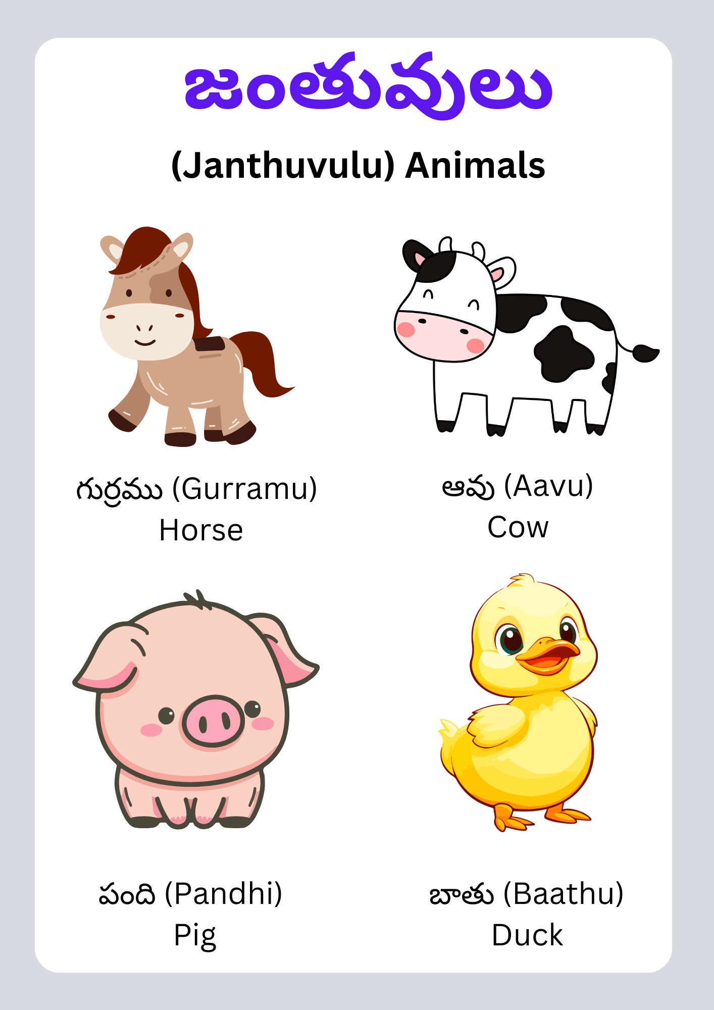 Telugu Learning Binder, Toddlers First Telugu Binder, Learning Binder