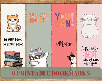 Printable Bookmark / Cat Bookmark / For Woman Gift / For Book Lovers / Bookmark Set/ Funny Bookmarks