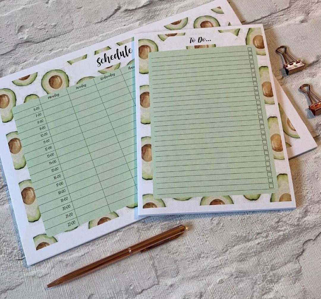 Avocado A4 Weekly Planner, to Do List, Desk Notepad, Set, - Etsy