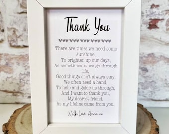 Thank you gift, thank you frame, Gifts to Say Thank you, Personalised Frame, Personalised Thank You Gift, Gifts for her, Gifts for Him