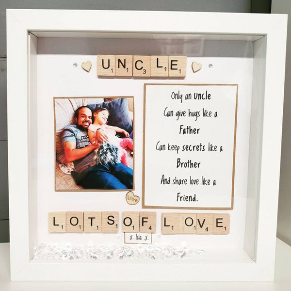 Handmade Personalised Scrabble Frame for Uncle Uncles Niece Nephew Gift Present, Father's Day Gift for Uncle, Gifts for Uncle, Gifts