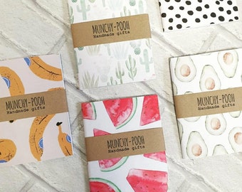 A6 Notebook, Polka Dot, Cactus, Banana, Watermelon, Avocado, Stationery, Plain Pocket, Blank Pages Notebook, Plain Pocket Journal, UK