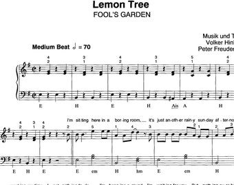 Fool's Garden Lemon Tree, Pop-Noten, Noten-Download
