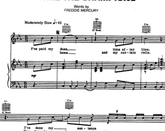 We Are The Champions, Queen, sheet music