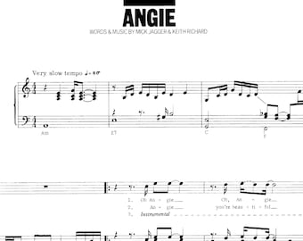 Printbare bladmuziek van Angie van de Rolling Stones met songteksten