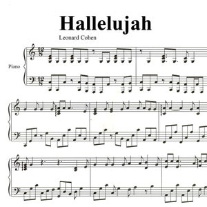 Hallelujah, Leonard Cohen, piano solo sheet music