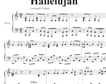 Hallelujah, Leonard Cohen, piano solo sheet music