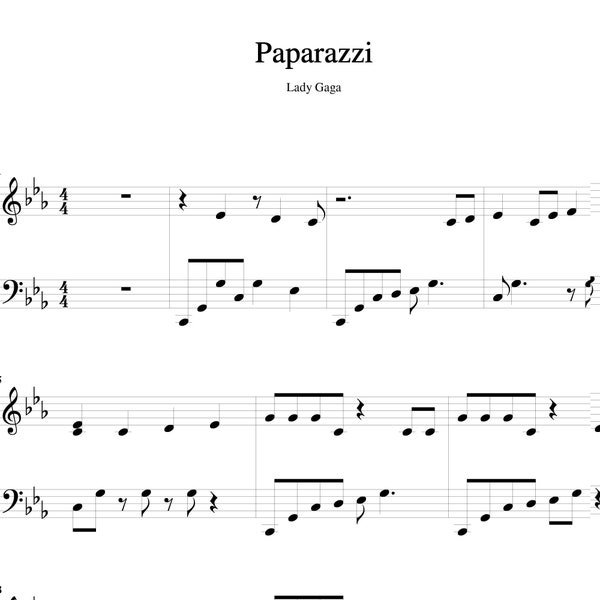 Paparazzi, Lady Gaga, music store, Printable sheet music, digital music store