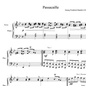 Passacaille Handel classical piano solo sheet music