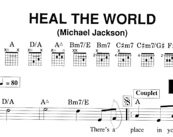 Heal the World - Michael Jackson | Printable PDF Sheet Music / Piano Score