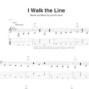 I walk the line sheet music Johnny Cash