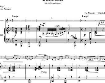 Czardas, Vittorio Monti, violin and piano sheet music, Classical music, Music score, digital music score