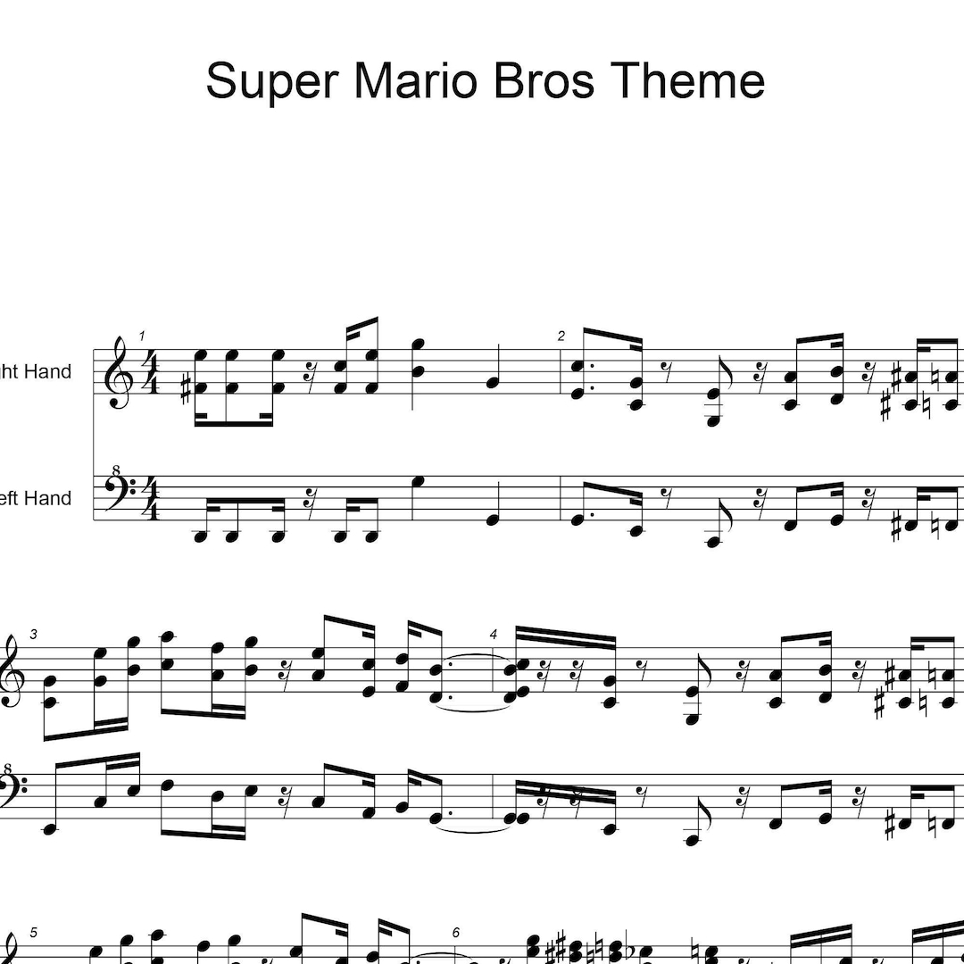 Super Mario Bros. Sheet Music | Digital Download - Etsy