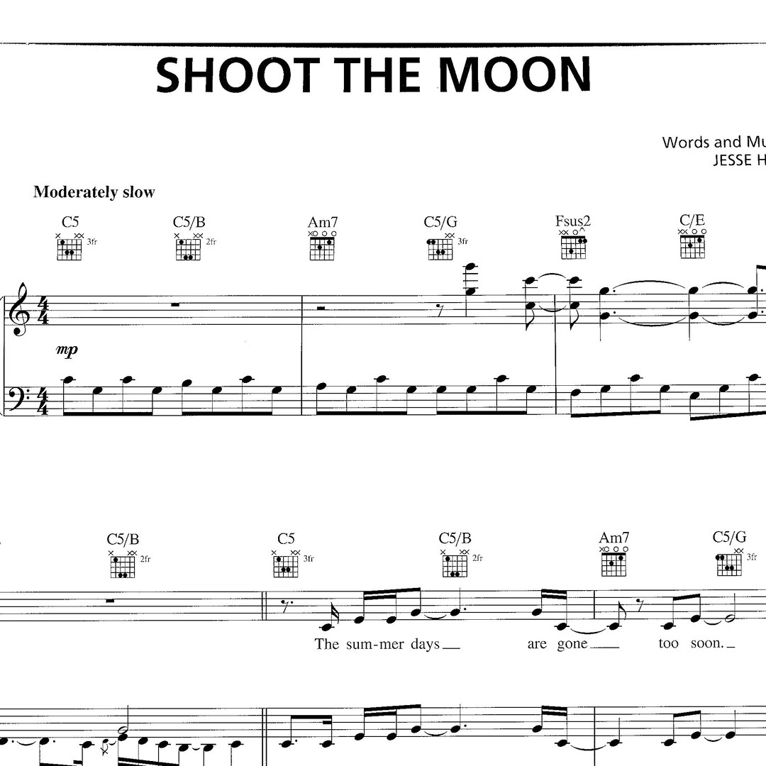 Shoot the Moon, Norah Jones, Piano Solo Sheet Music, Guitar Chords and