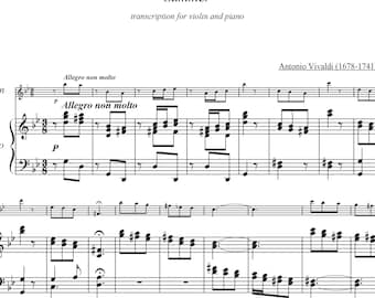 Vivaldi's Vier Jaargetijden: Zomerse afdrukbare bladmuziek voor piano en viool