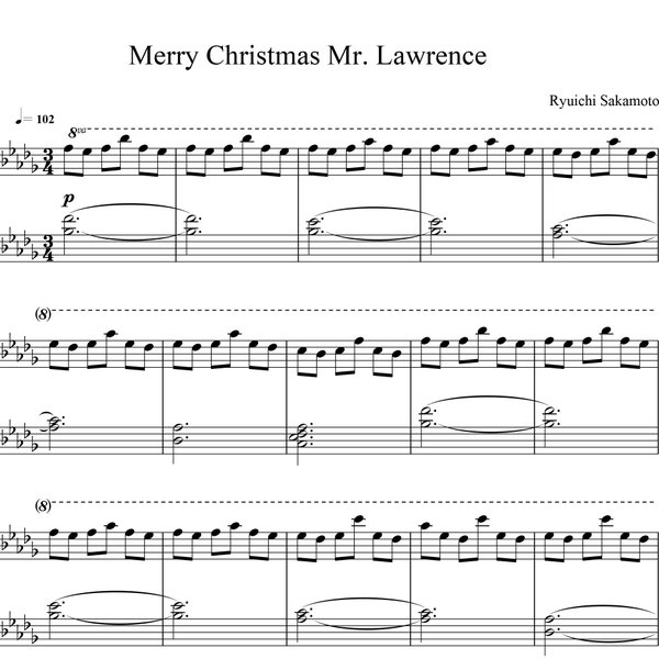 Merry Christmas Mr Lawrence, Ryūichi Sakamoto, Piano solo, Forbidden Colours