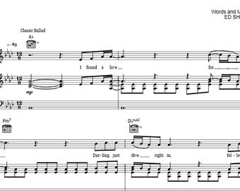 Ed Sheeran Perfect, printable sheet music with guitar chords and lyrics